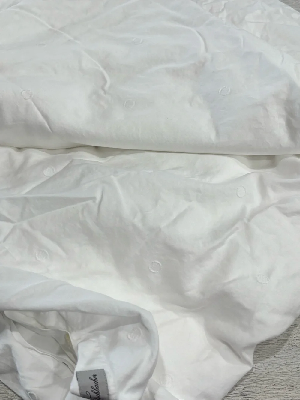 CHRISTIAN FISCHBACHER White Textured Tonal Dot Egyptian Cotton Duvet Cover Queen
